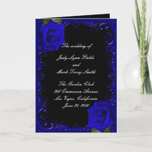 Elegant Goth Blue Roses Wedding Program Programme