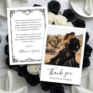 Elegant Goth Glam Wedding Thank You Card