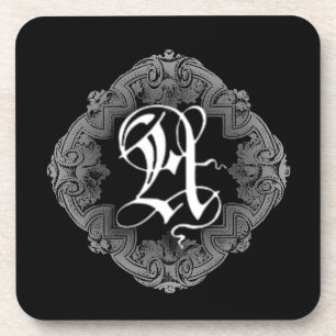 Elegant Goth Initial A Coaster