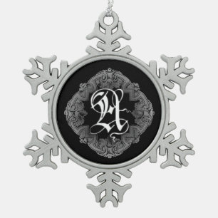 Elegant Goth Initial A Snowflake Ornament