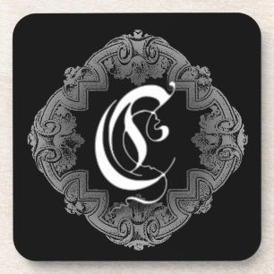 Elegant Goth Initial C Coaster