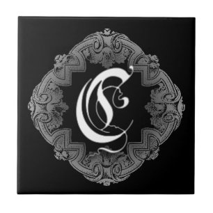Elegant Goth Initial C Tile
