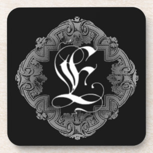 Elegant Goth Initial E Coaster