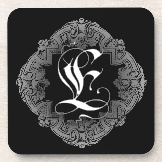 Elegant Goth Initial E Coaster (Front)
