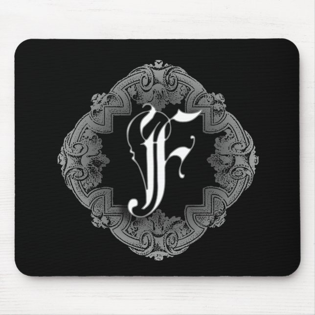 Elegant Goth Initial F Mouse Mat (Front)