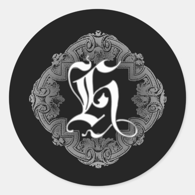 Elegant Goth Initial H Sticker (Front)