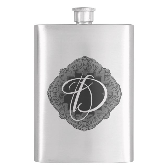 Elegant Goth Initial Hip Flask (Front)