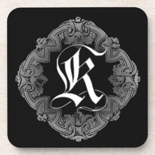 Elegant Goth Initial K Coaster