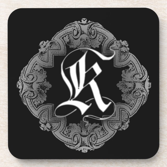 Elegant Goth Initial K Coaster (Front)