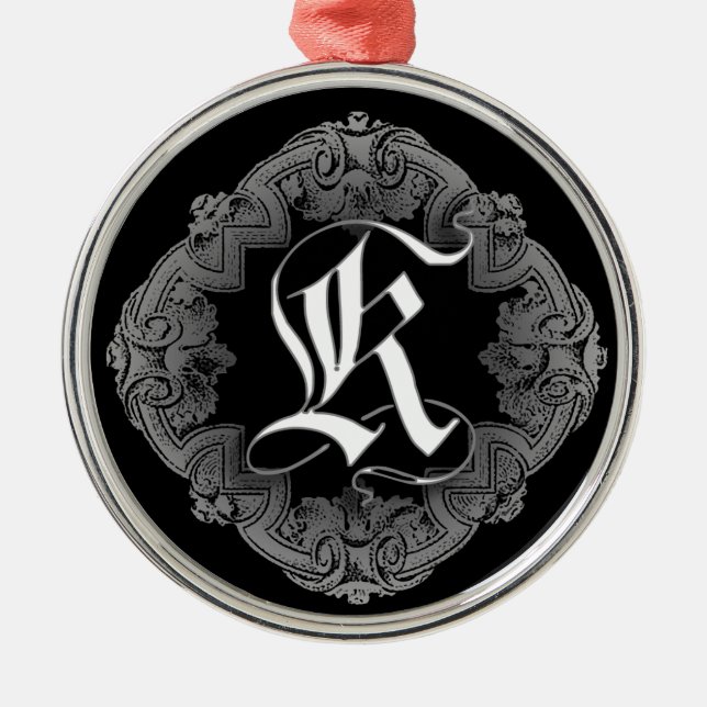 Elegant Goth Initial K Metal Tree Decoration (Front)