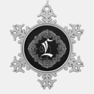 Elegant Goth Initial L Snowflake Ornament