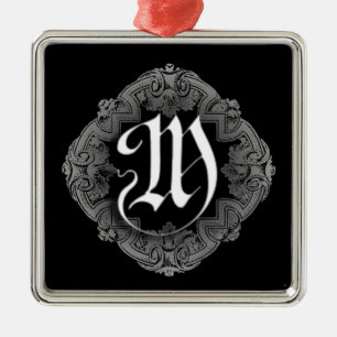 Elegant Goth Initial M Metal Tree Decoration