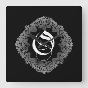 Elegant Goth Initial O Square Wall Clock