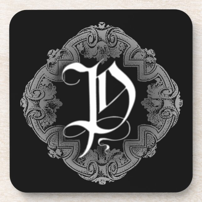 Elegant Goth Initial P Coaster (Front)