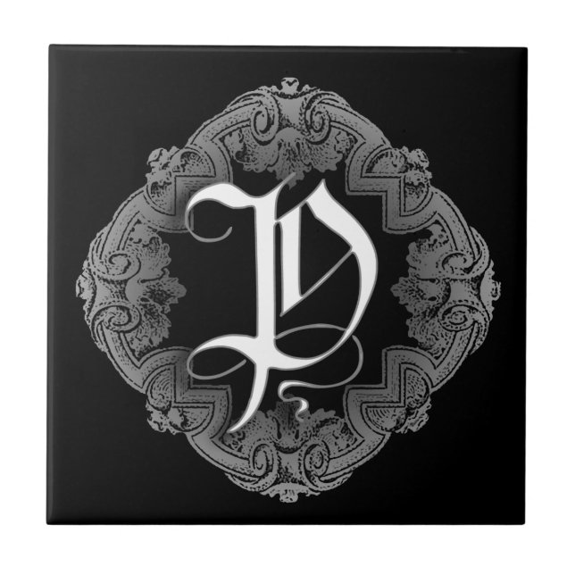 Elegant Goth Initial P Tile (Front)