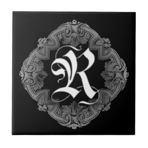 Elegant Goth Initial R Tile