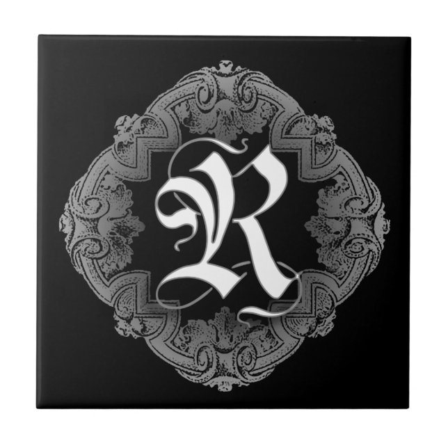 Elegant Goth Initial R Tile (Front)