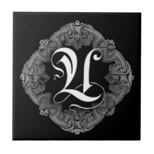 Elegant Goth Initial U Tile