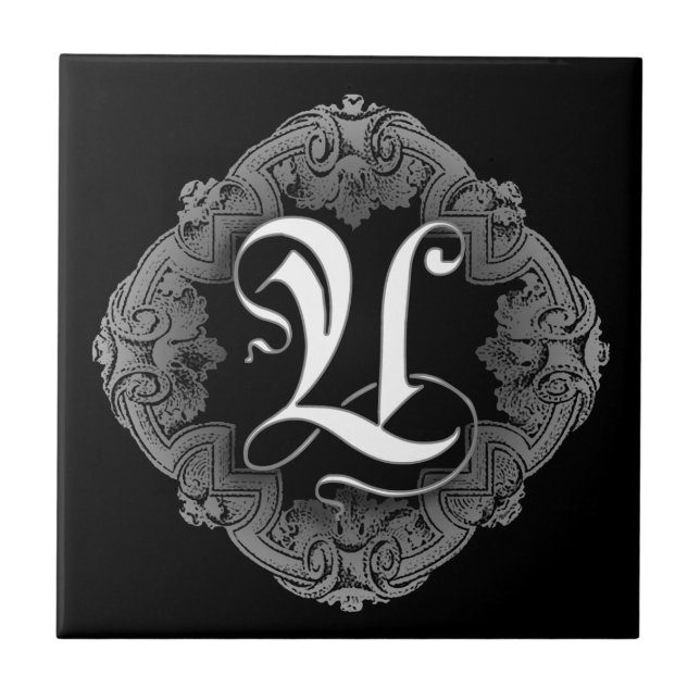 Elegant Goth Initial U Tile (Front)