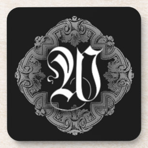 Elegant Goth Initial W Coaster