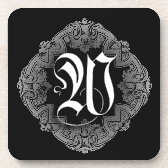 Elegant Goth Initial W Coaster (Front)