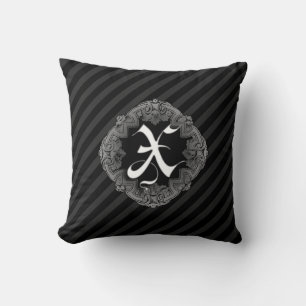 Elegant Goth Initial X Throw Pillow