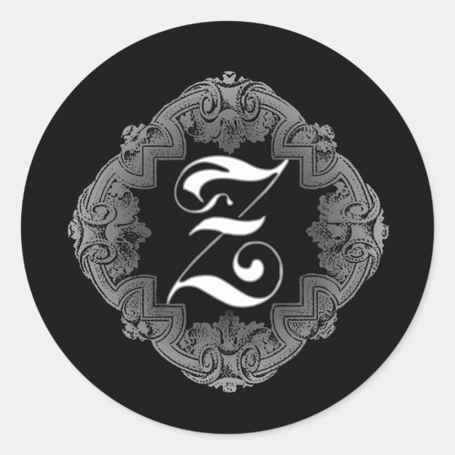 Elegant Goth Initial Z Sticker (Front)