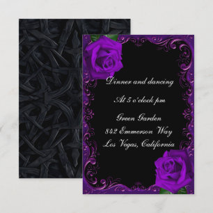 Elegant Goth Purple Roses Reception Card