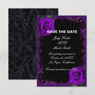 Elegant Goth Purple Roses Save The Date Enclosure Card