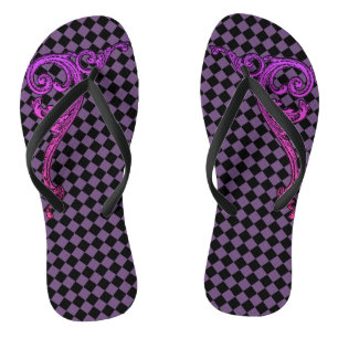 Elegant Goth Purple Swirl Design Flip Flips Flops