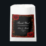 Elegant Goth Red Roses Favour Bags<br><div class="desc">These personalised favour paper bags are the perfect finishing touch for your wedding or party favours! Bags are the perfect size for candy, cookies, popcorn, candles, soap, rice or confetti for guests to throw, or small gifts. Use at your wedding candy buffet, engagement party or rehearsal dinner or leave treats...</div>