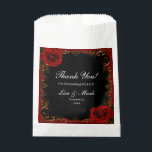 Elegant Goth Red Roses Favour Bags<br><div class="desc">These personalised favour paper bags are the perfect finishing touch for your wedding or party favours! Bags are the perfect size for candy, cookies, popcorn, candles, soap, rice or confetti for guests to throw, or small gifts. Use at your wedding candy buffet, engagement party or rehearsal dinner or leave treats...</div>