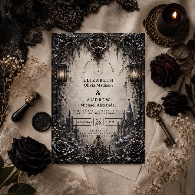 Elegant Goth Winter Wedding Invitation (Creator Uploaded)