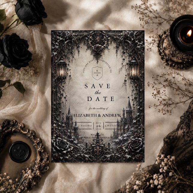 Elegant Goth Winter Wedding Save The Date (Creator Uploaded)
