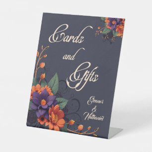 Elegant Gothic 3D Floral Cards & Gifts Wedding Pedestal Sign