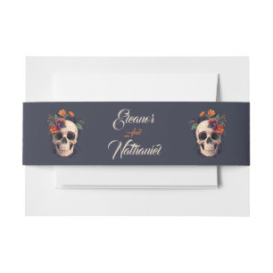 Elegant Gothic 3D Floral Skull Invitation Belly Band