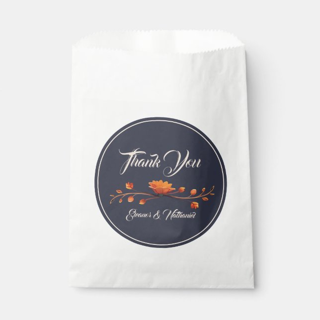 Elegant Gothic 3D Floral Thank You Wedding Favour Bags (Front)