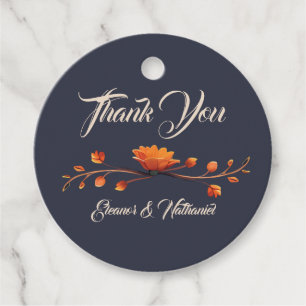 Elegant Gothic 3D Floral Thank You Wedding Favour Tags
