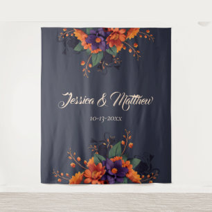 Elegant Gothic 3D Floral Wedding Backdrop Tapestry