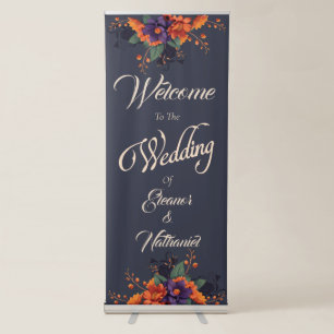 Elegant Gothic 3D Floral Welcome Wedding Retractable Banner