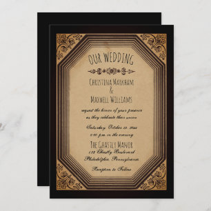 Elegant Gothic and Deco Frame Cornices Wedding Inv Invitation