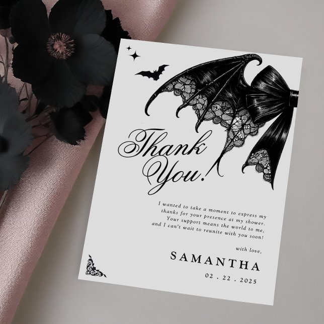 Elegant Gothic Baby Shower Thank You Card (Creator Uploaded)