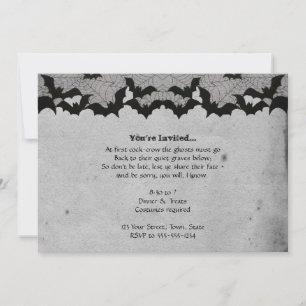 Elegant Gothic Bat Lace Halloween Party Invitation