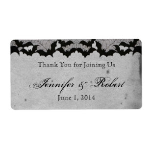 Elegant Gothic Bat Lace Posh Water Bottle Label