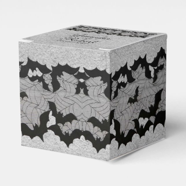 Elegant Gothic Bat Lace Posh Wedding Favour Box (Front Side)