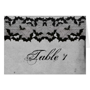 Elegant Gothic Bat Lace Posh Wedding Table Number