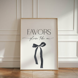 Elegant Gothic Black Bow Take a Favour Pedestal Sign