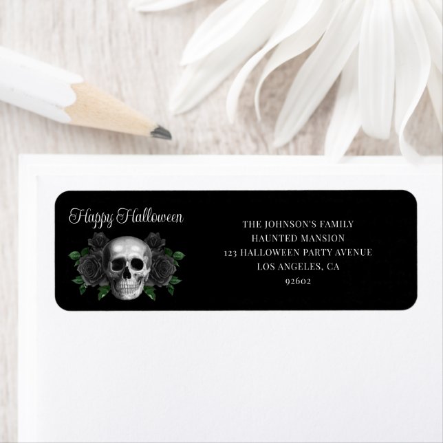 Elegant Gothic Black Floral Skull Halloween (Insitu)