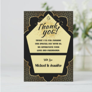 Elegant Gothic Black & Gold Wedding Thank You Card