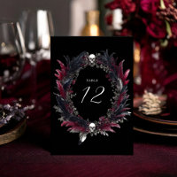 Elegant Gothic Black Red Feather Wreath Wedding
